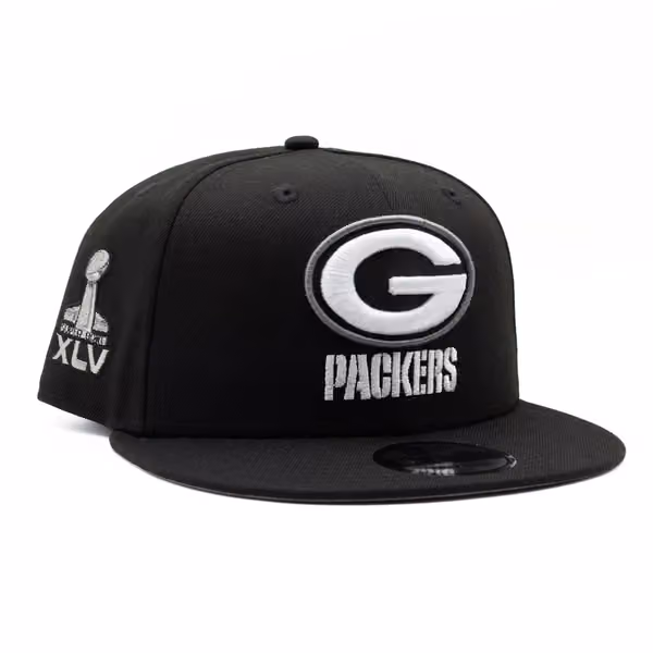 Green Bay Packers Super Bowl XLV New Era 9FIFTY Snapback NFL Cap Black product photo