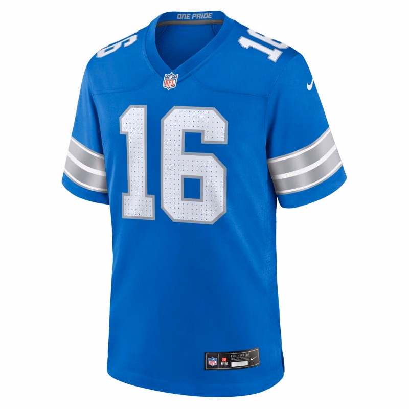 Jared Goff #16 Detroit Lions Nike Game NFL Jersey Blue view 2