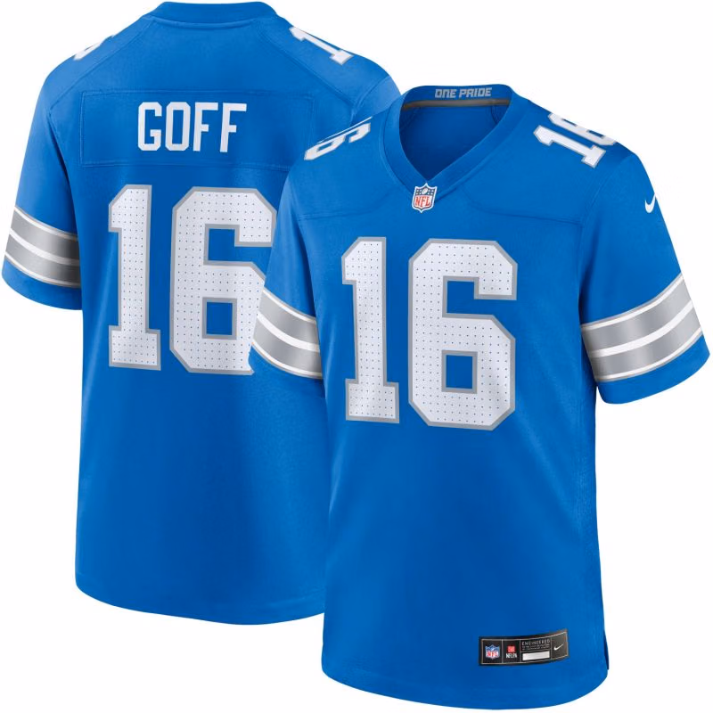 Jared Goff #16 Detroit Lions Nike Game NFL Jersey Blue view 1