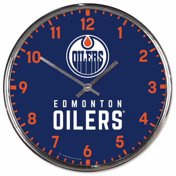 Edmonton Oilers Chrome NHL Team Design Wall Clock view 1