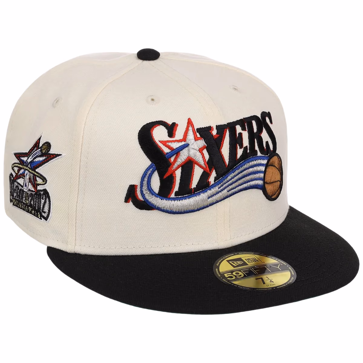 Philadelphia 76Ers NBA Chrome OTC New Era 59FIFTY (Chrome/Black) front view