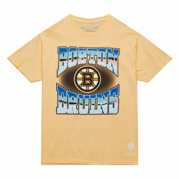 Boston Bruins Stateside Pastel Mitchell & Ness NHL T-Shirt Yellow view 1