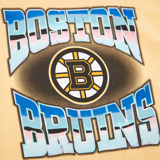 Boston Bruins Stateside Pastel Mitchell & Ness NHL T-Shirt Yellow view 3