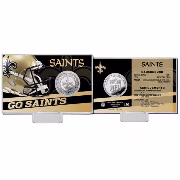 New Orleans Saints Team History Highland Mint Silver Coin Card view 1