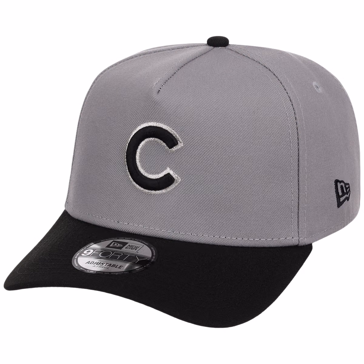 Chicago Cubs MLB Gray x Black FASHION CORE New Era 9FORTY A-Frame detail view