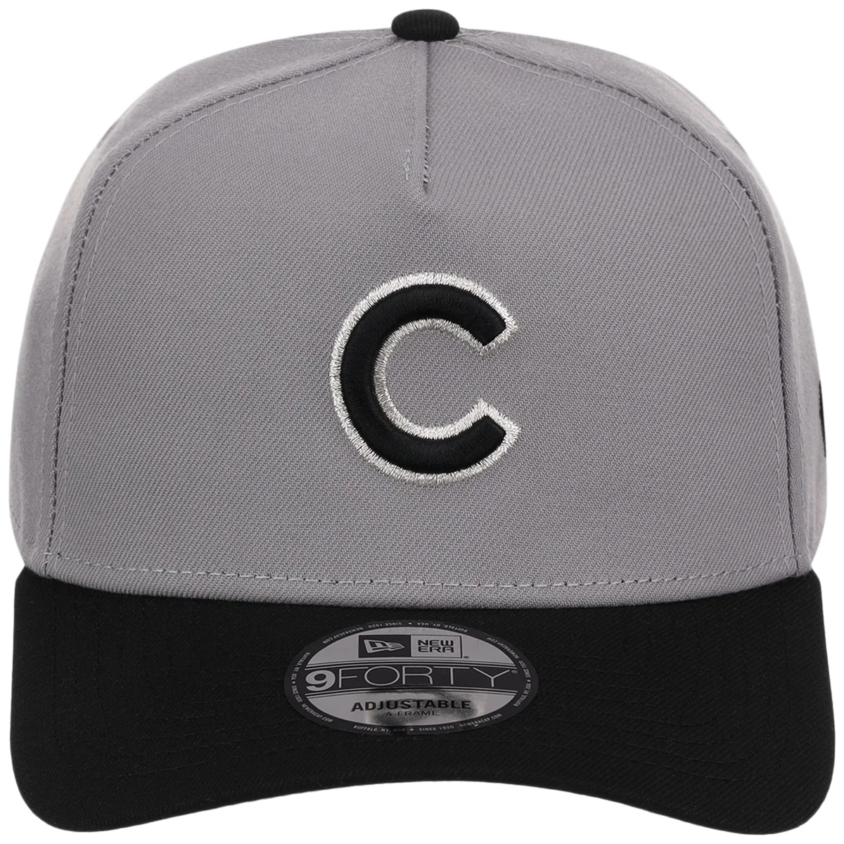 Chicago Cubs MLB Gray x Black FASHION CORE New Era 9FORTY A-Frame detail view