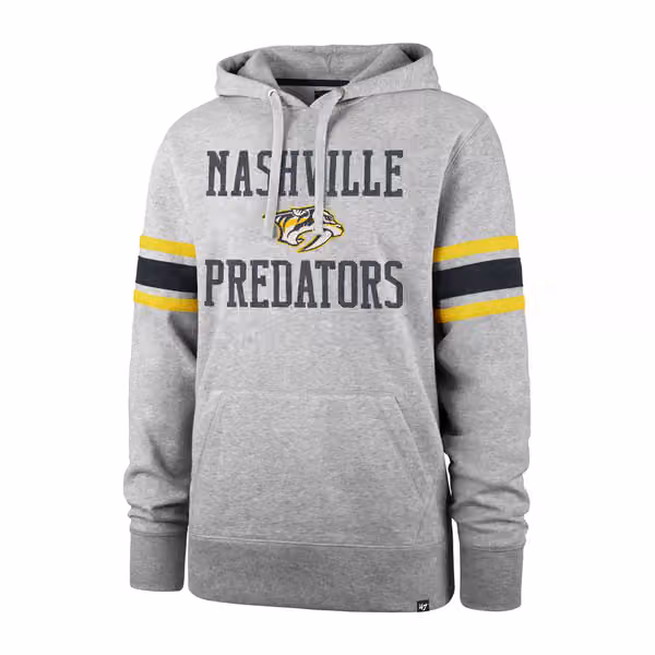 Nashville Predators Stripe Sleeve '47 Double Block NHL Hoodie Grey view 1