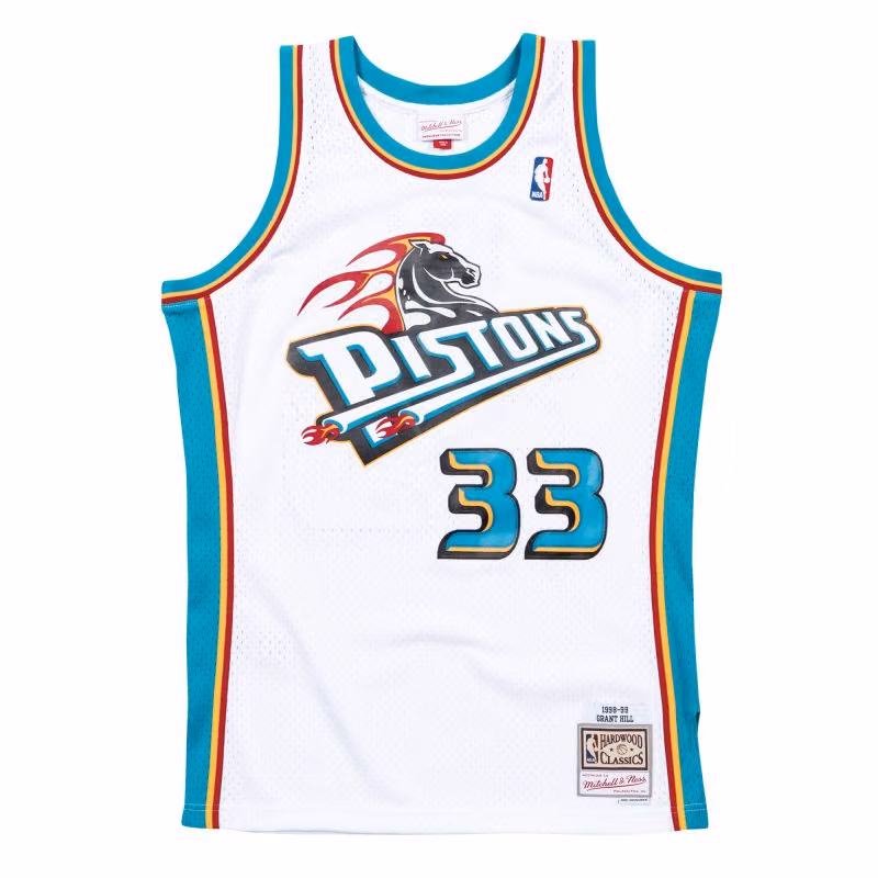 Grant Hill #33 Detroit Pistons 1998-99 Swingman NBA Jersey White view 1