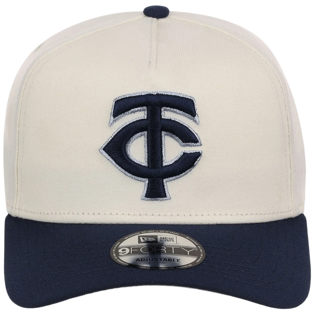 Minnesota Twins MLB Chrome x Navy FASHION CORE New Era 9FORTY A-Frame detail view