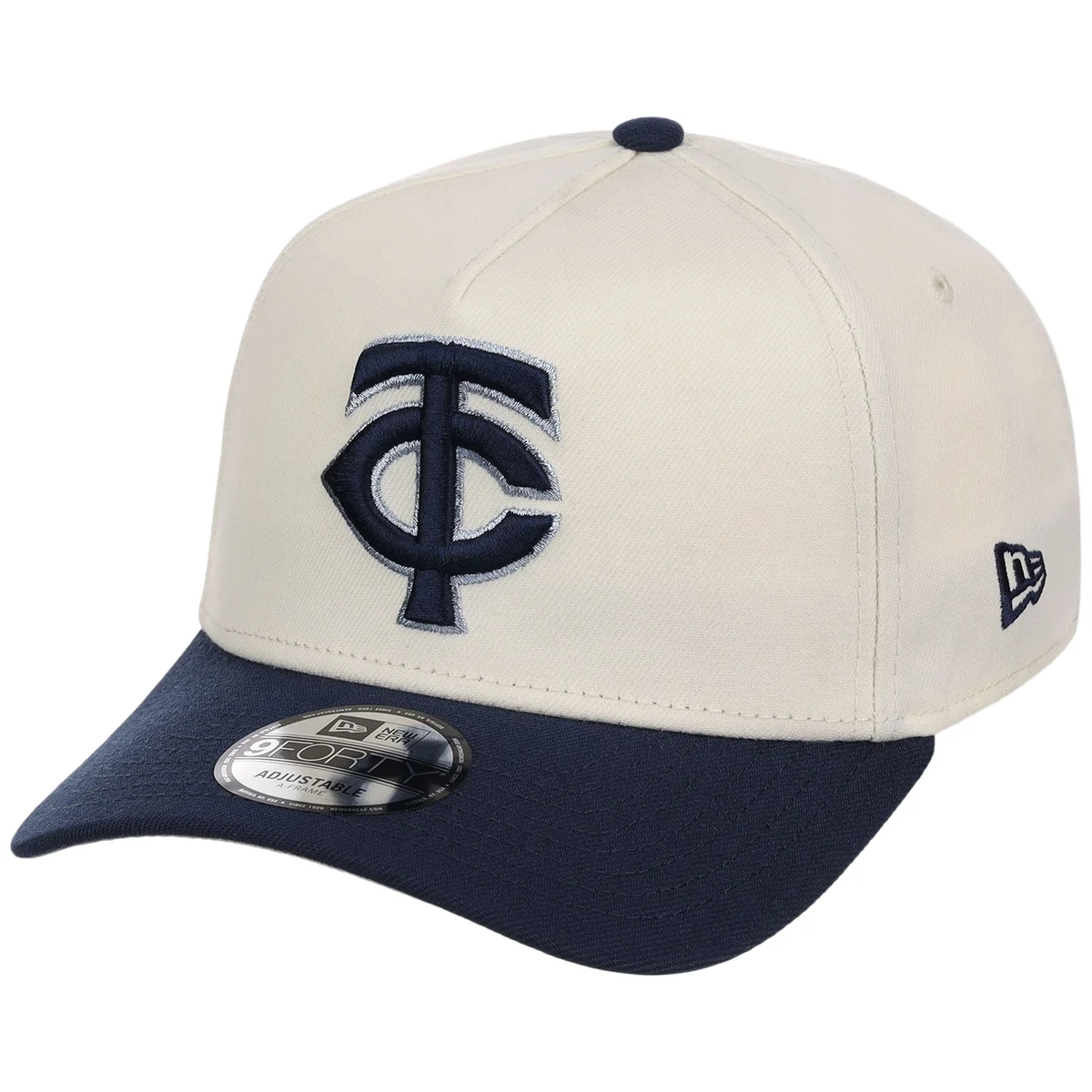 Minnesota Twins MLB Chrome x Navy FASHION CORE New Era 9FORTY A-Frame detail view