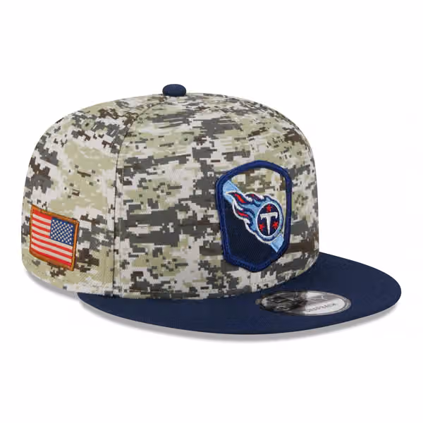Tennessee Titans Camo 2023 NFL Salute to Service New Era 9FIFTY Snapback Cap product photo
