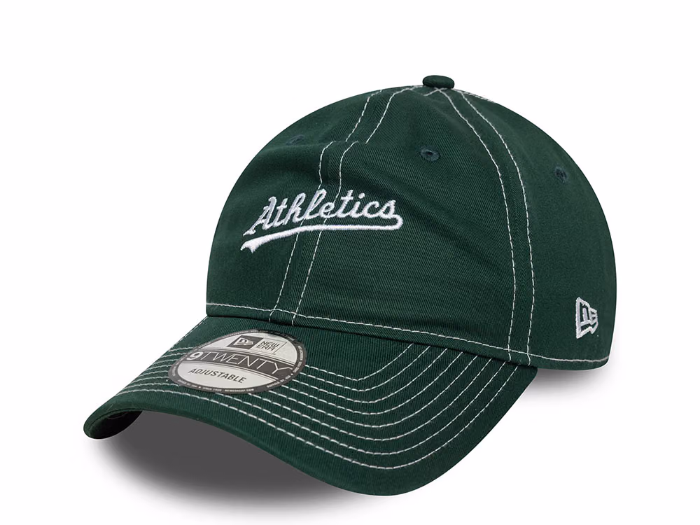 New Era Oakland Athletics Contrast Stitch Dark Green 9Twenty Strapback Hat front