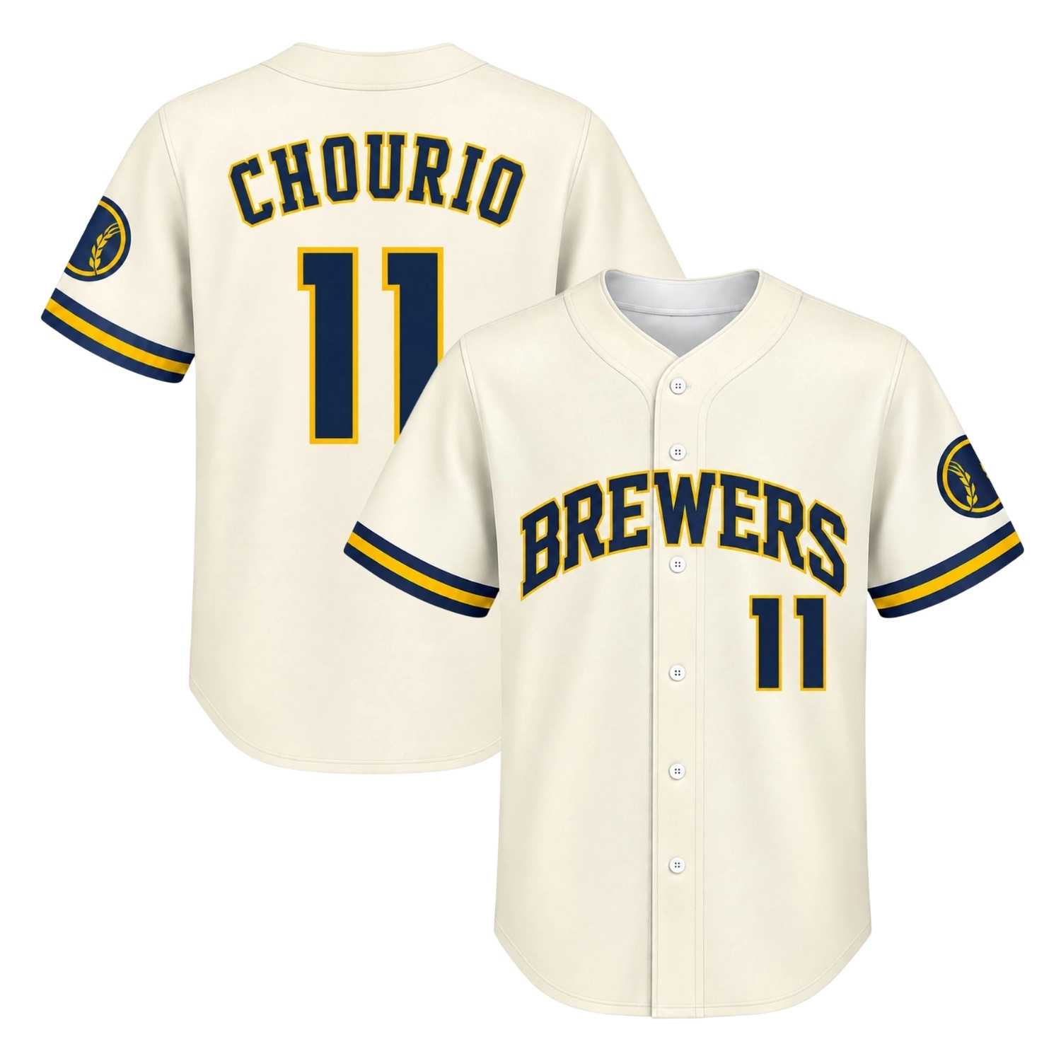 Jackson Chourio Brewers Cream Jersey Vibrant Home Style