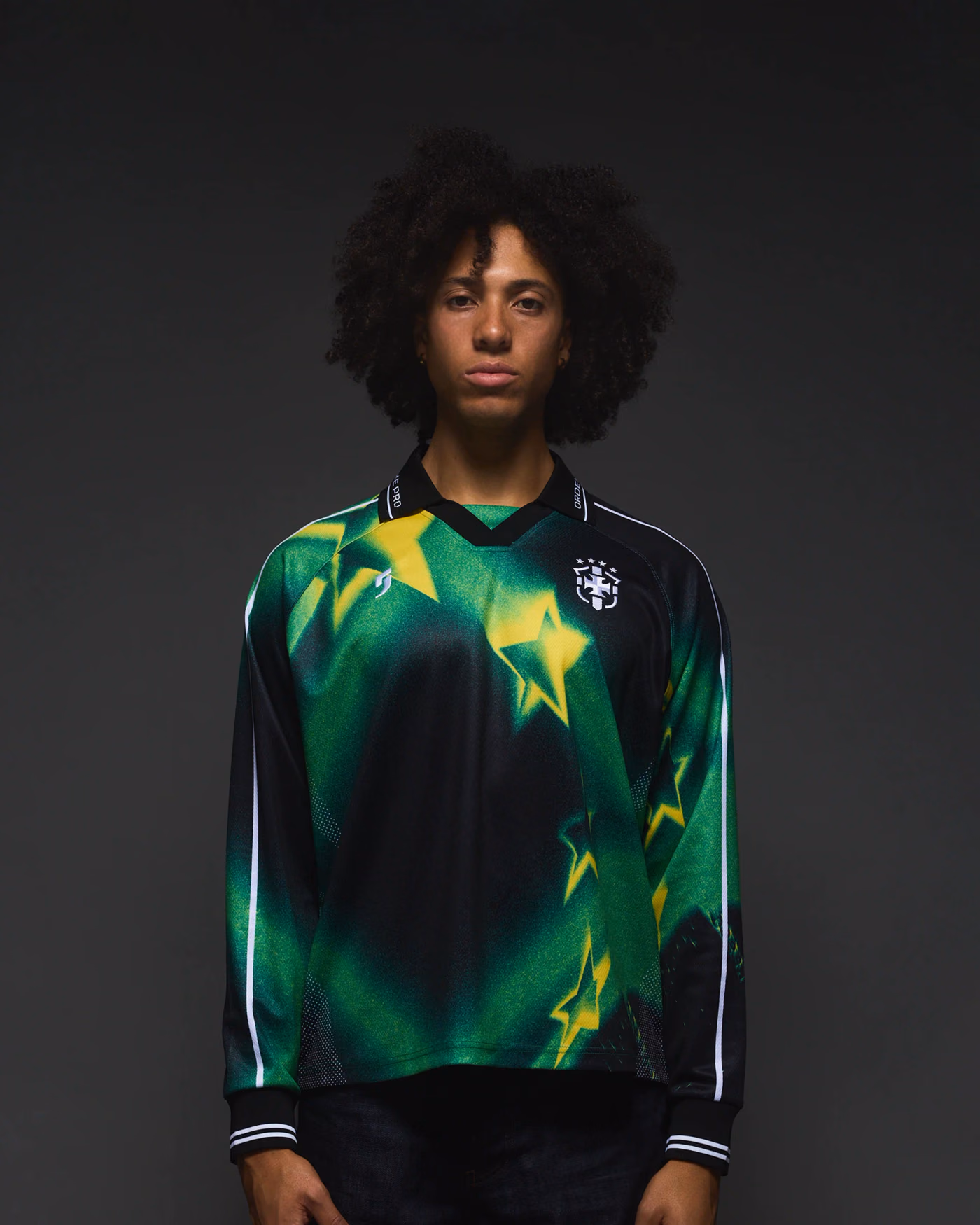 Jersevo Custom Personalized Brazil Longsleeve Polo front view