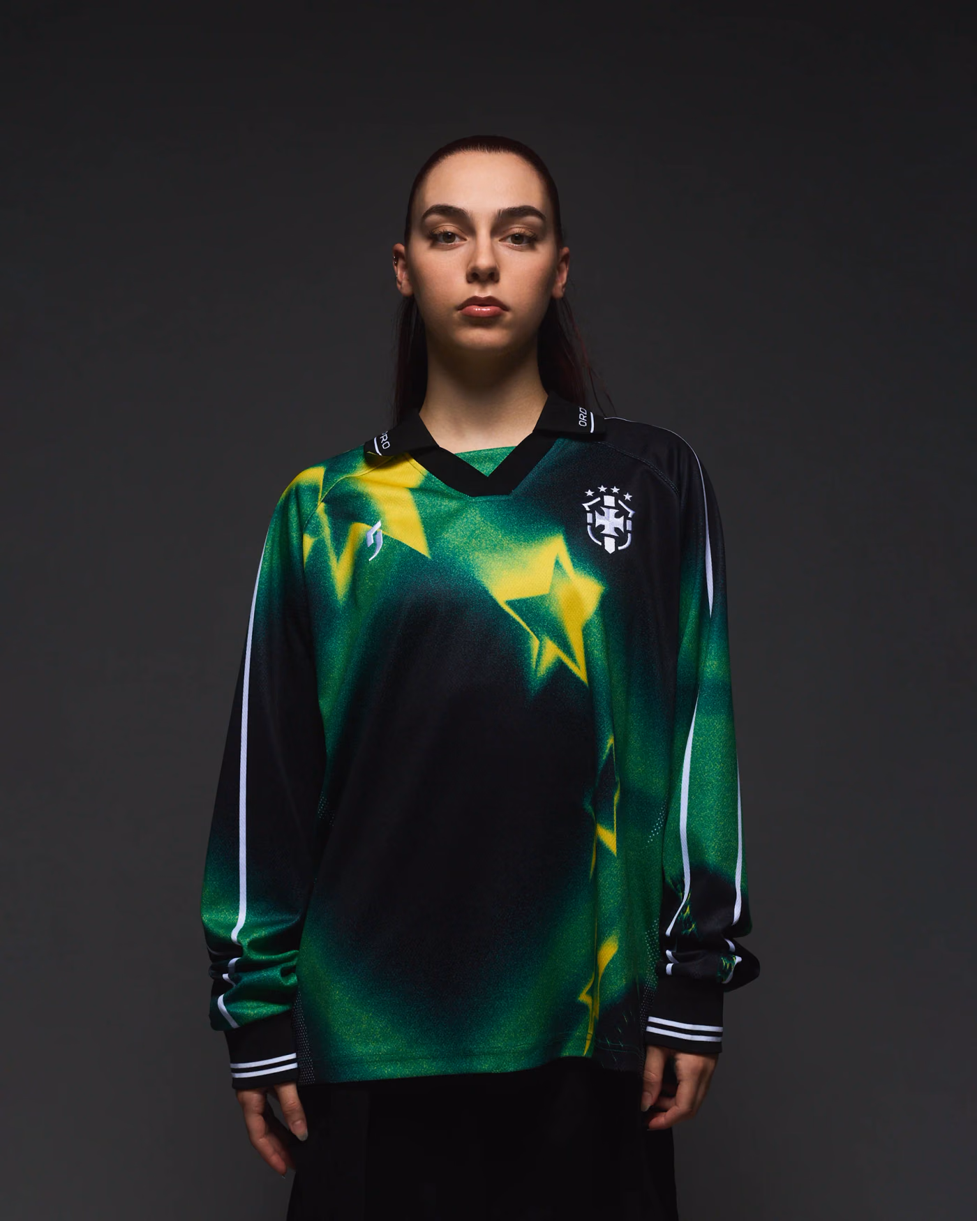 Jersevo Custom Personalized Brazil Longsleeve Polo front view