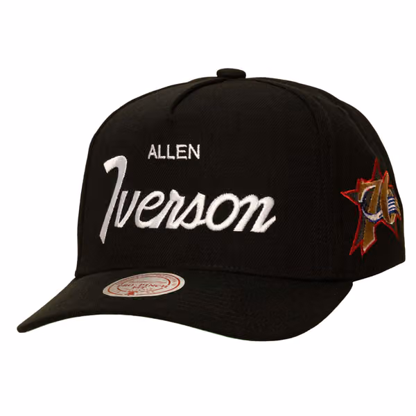 Allen Iverson Philadelphia 76ers Pro Pinch Snapback NBA Cap Black product photo