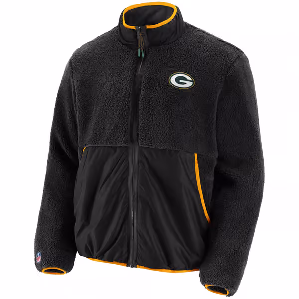 Green Bay Packers Sherpa Fleece Fanatics NFL Jacket Charcoal view 1