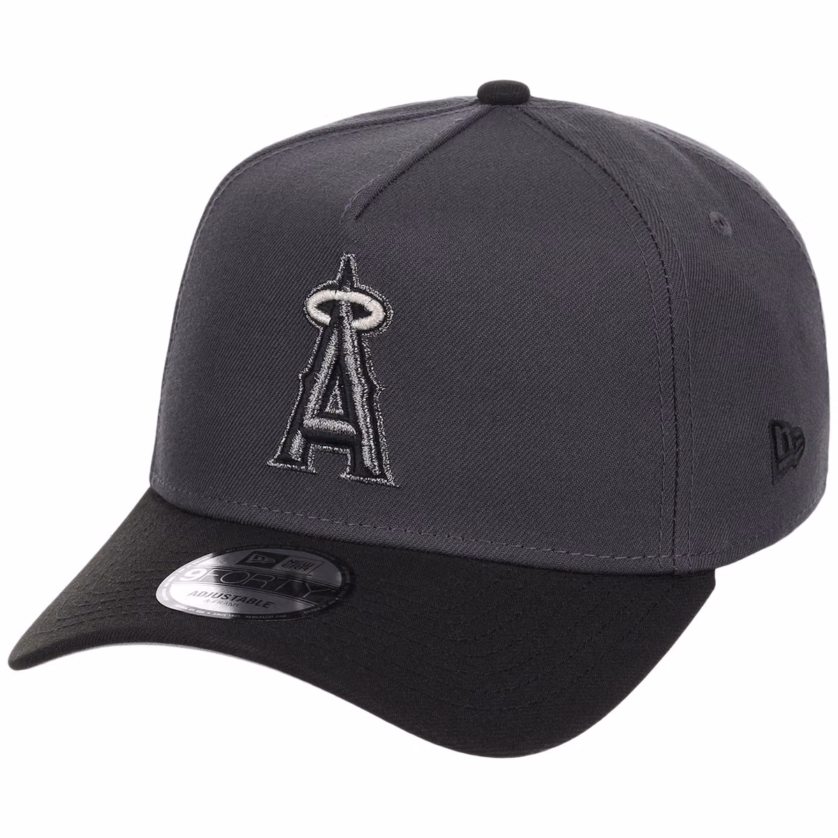 Anaheim Angels MLB Graphite x Black FASHION CORE New Era 9FORTY A-Frame detail view