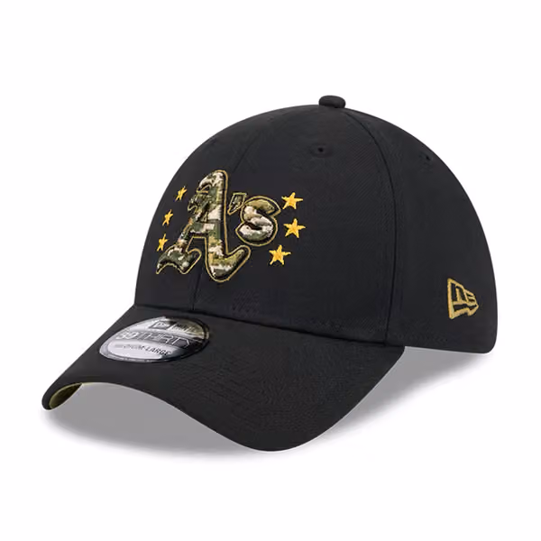 Oakland Athletics 2024 MLB Armed Forces New Era 39THIRTY Flex Cap Black view 4