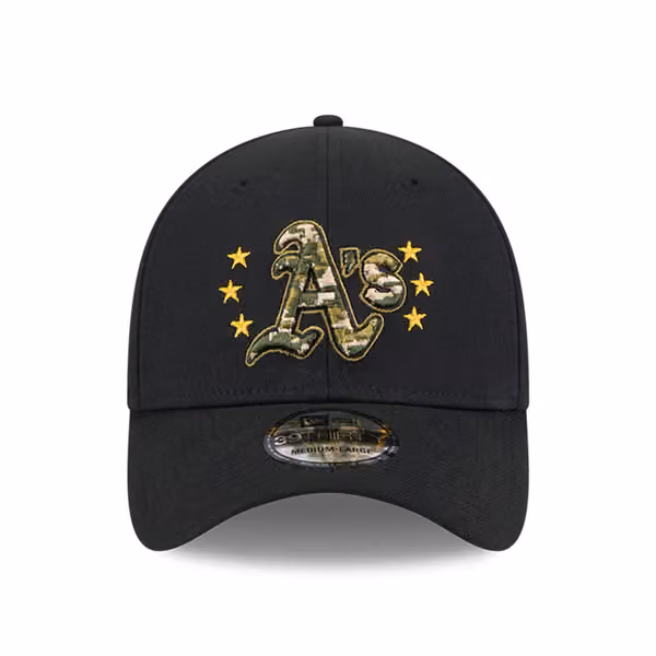 Oakland Athletics 2024 MLB Armed Forces New Era 39THIRTY Flex Cap Black view 3