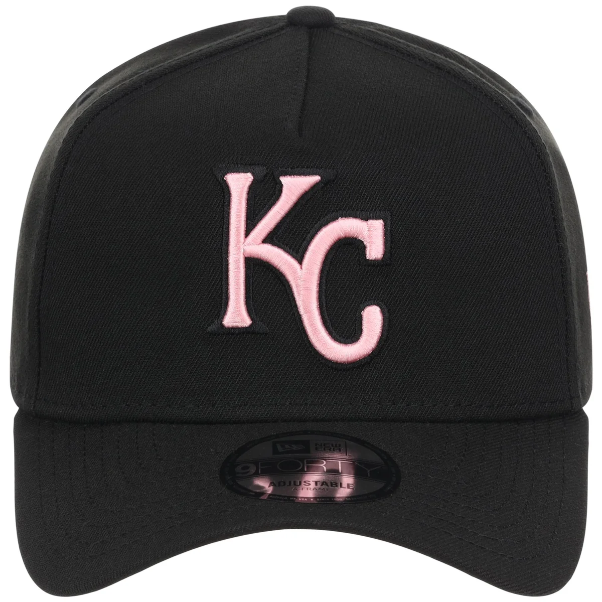 Kansas City Royals MLB Black x Pink FASHION CORE New Era 9FORTY A-Frame detail view