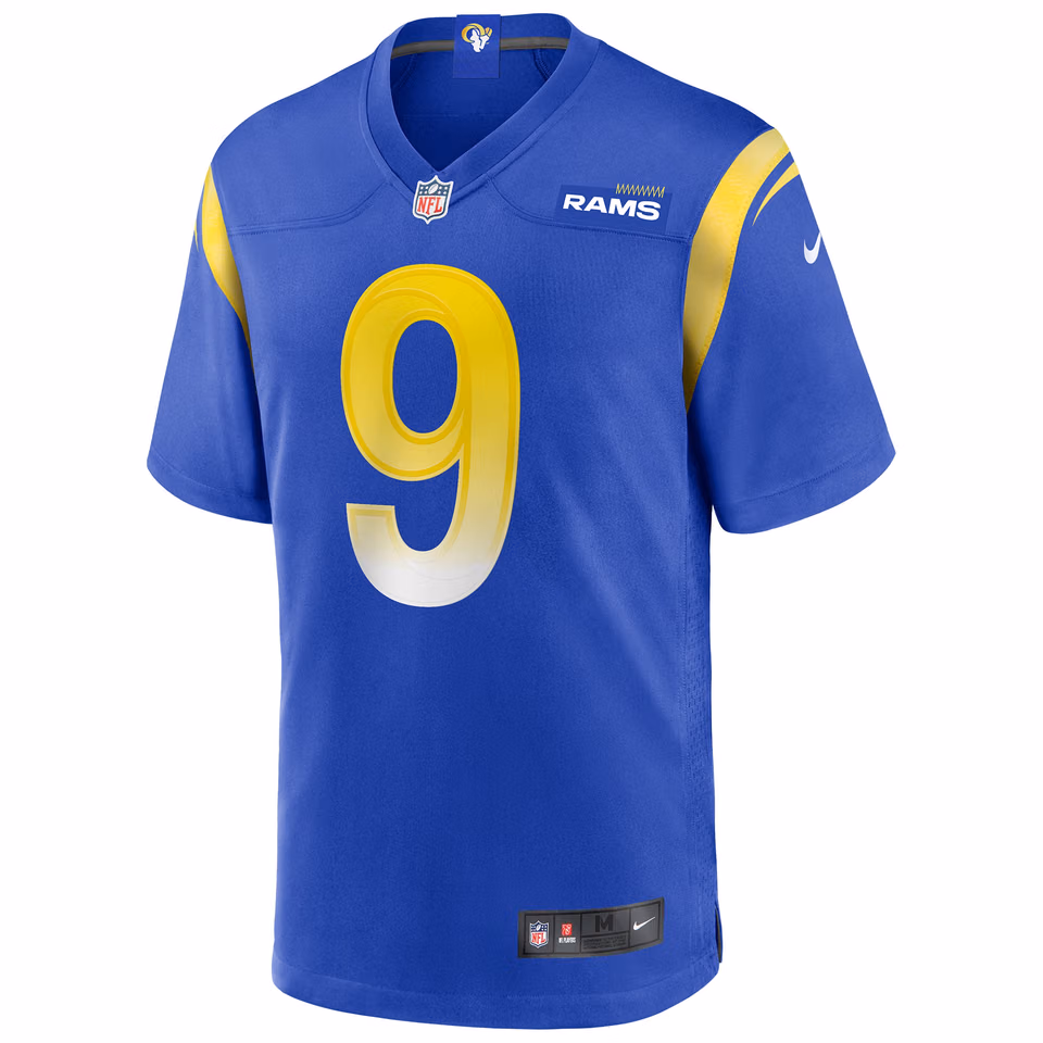 Matthew Stafford #9 Los Angeles Rams Nike Game NFL Football Jersey Blue view 2
