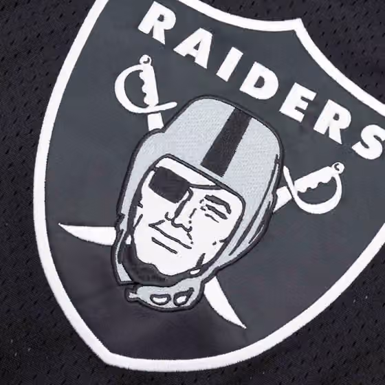 Oakland Raiders Unbeaten Mitchell & Ness NFL V-Neck Mesh Shirt Black view 3