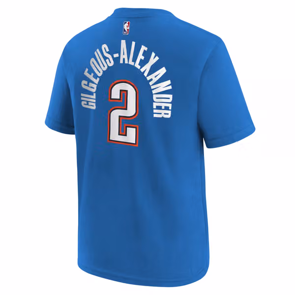 Shai Gilgeous-Alexander #2 OKC Thunder Player NBA T-Shirt Blue (YOUTH) view 3