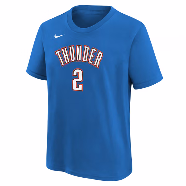 Shai Gilgeous-Alexander #2 OKC Thunder Player NBA T-Shirt Blue (YOUTH) view 2