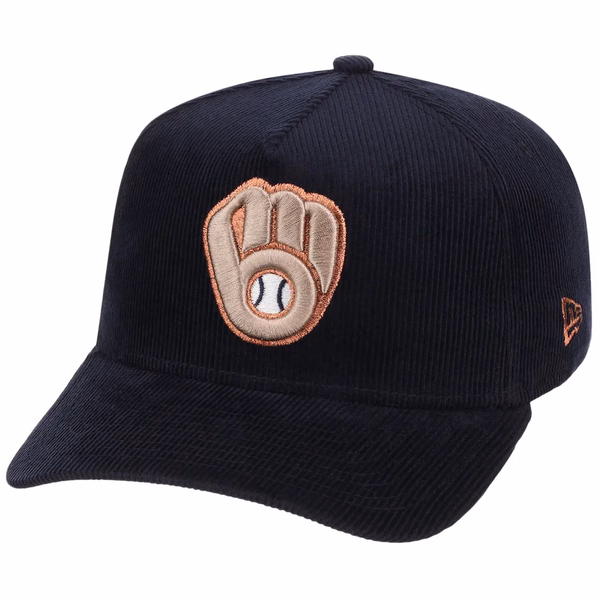 Milwaukee Brewers MLB Navy Cord FASHION CORE New Era 9FORTY A-Frame detail view
