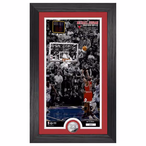 Michael Jordan The Last Shot 98 Finals Silver Coin Framed NBA Photo view 1