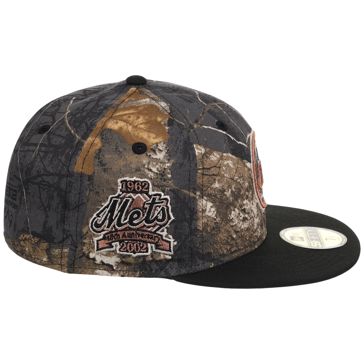 New York Mets MLB Black Realtree 2-TONE Black & Copper New Era 59FIFTY detail view