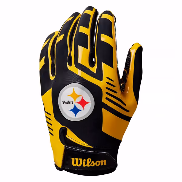 Pittsburgh Steelers Wilson Youth Stretch-Fit NFL Receivers Gloves (KIDS) view 2