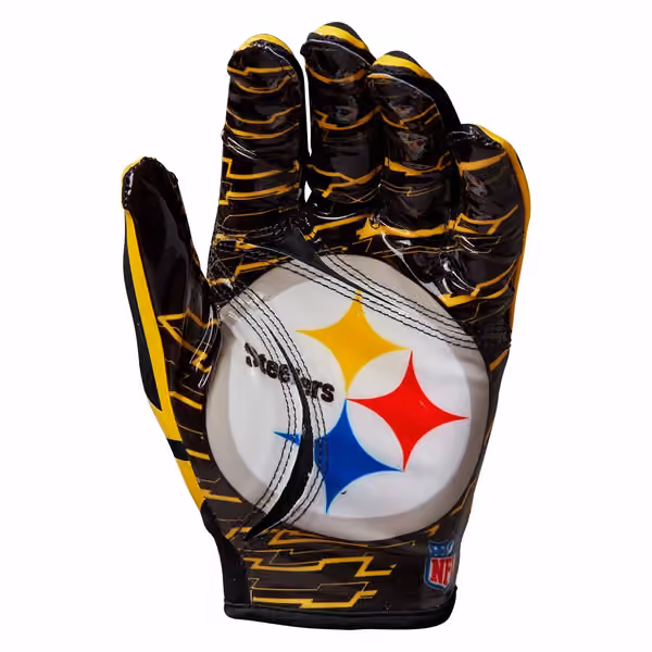 Pittsburgh Steelers Wilson Youth Stretch-Fit NFL Receivers Gloves (KIDS) view 3