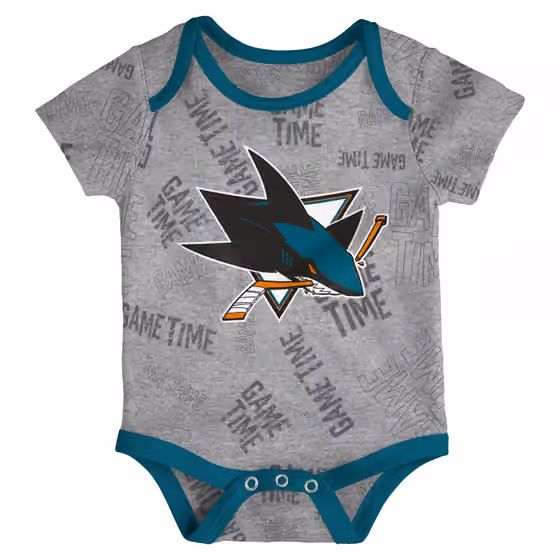 San Jose Sharks Game Time NHL Baby Bodysuit Set (3-Piece) view 4