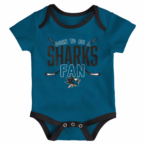 San Jose Sharks Game Time NHL Baby Bodysuit Set (3-Piece) view 2