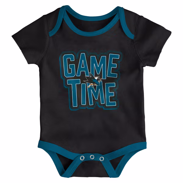 San Jose Sharks Game Time NHL Baby Bodysuit Set (3-Piece) view 3