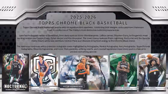 2025/26 Topps Chrome Black Basketball NBA Hobby Box view 2