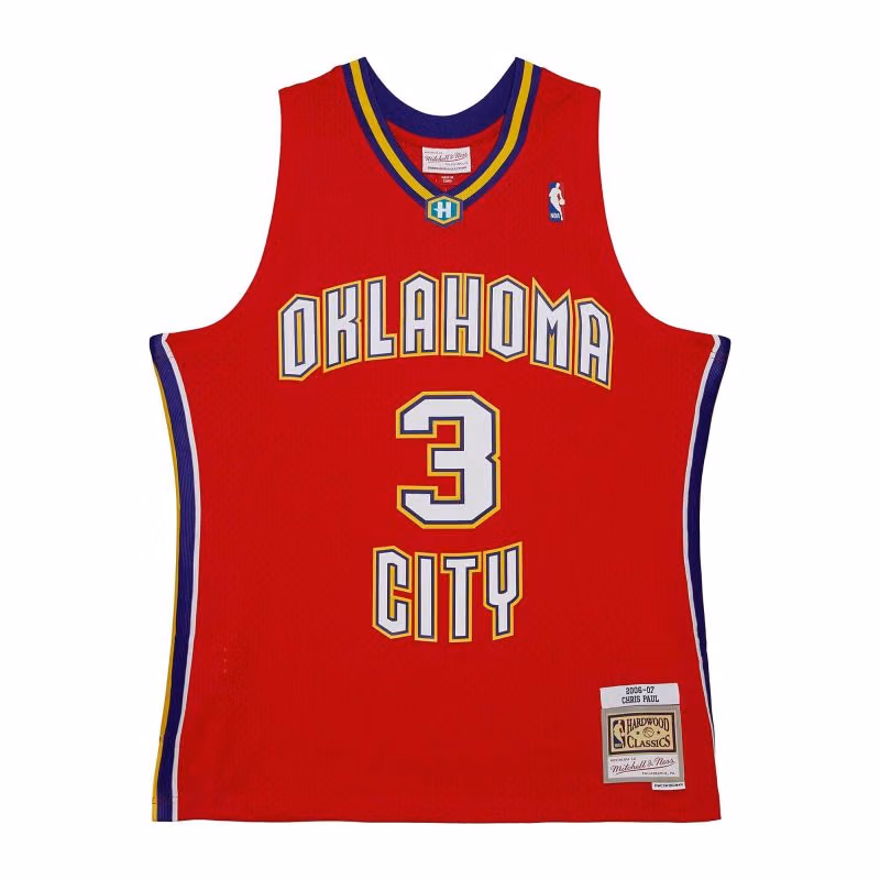 Chris Paul #3 Oklahoma City Hornets 2006-07 Mitchell & Ness Swingman NBA Jersey Red view 1
