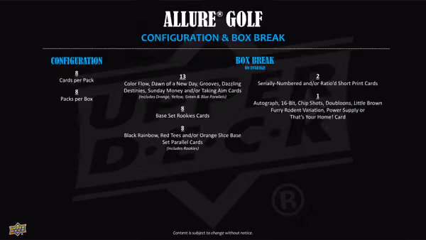 2026 Upper Deck Allure Golf Hobby Box view 7
