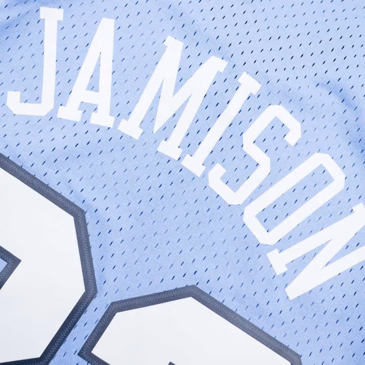 Antawn Jamison #33 North Carolina 1995-96 Mitchell & Ness Swingman NCAA Jersey Blue view 6