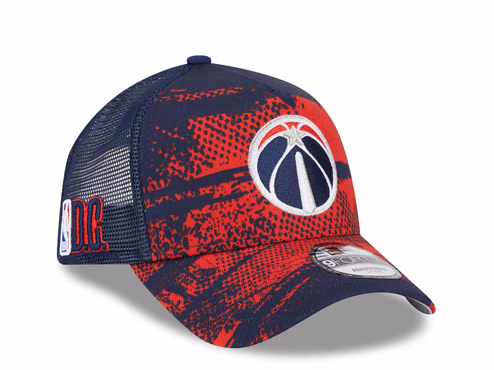 New Era Washington Wizards NBA Tip Off 2024 Trucker 9Forty A Frame Snapback Hat front