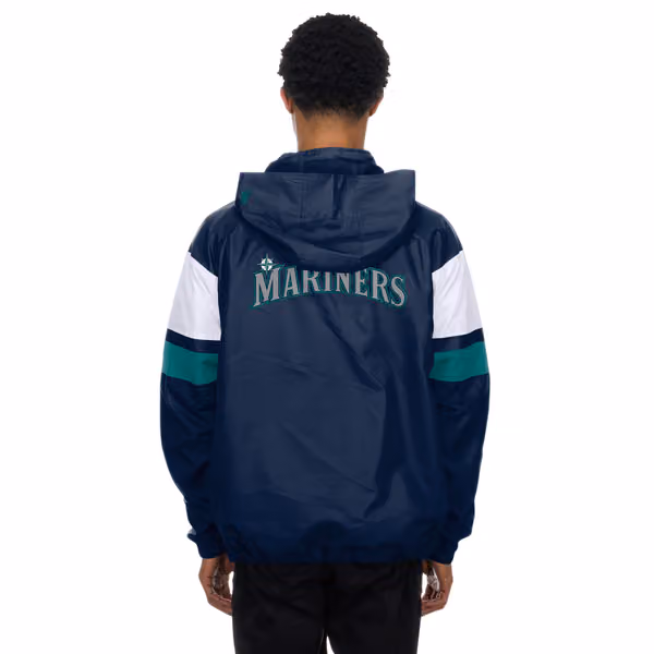 Seattle Mariners MLB Quarter Zip Windbreaker Jacket Navy view 2