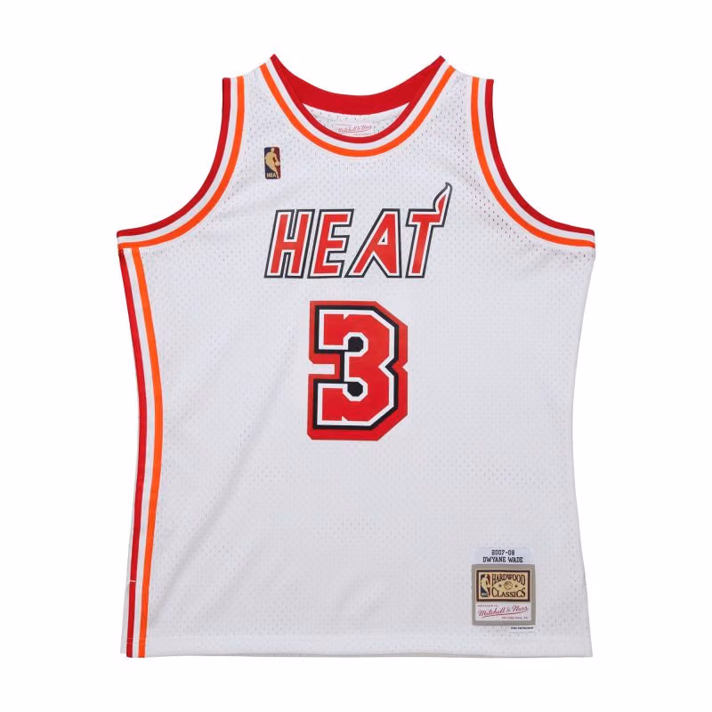 Dwyane Wade #3 Miami Heat 2007-08 Mitchell & Ness Swingman NBA Jersey White view 1