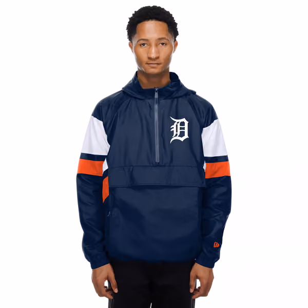 Detroit Tigers MLB Quarter Zip Windbreaker Jacket Navy view 1