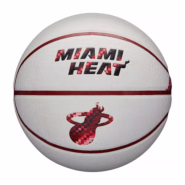 Miami Heat Pixel NBA Basketball White (Size 7) view 1