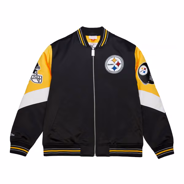Pittsburgh Steelers Throw it Back Heavyweight Satin NFL Jacket Black view 1