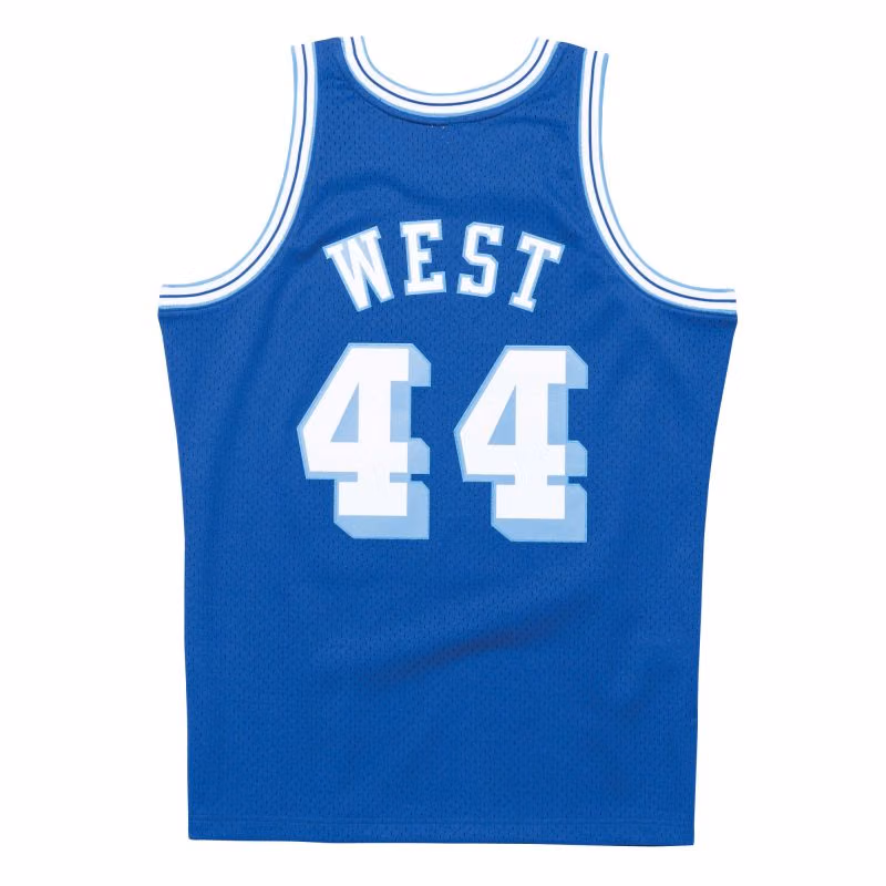 Jerry West #44 Los Angeles Lakers 1960-61 Mitchell & Ness Swingman NBA Jersey Blue view 2