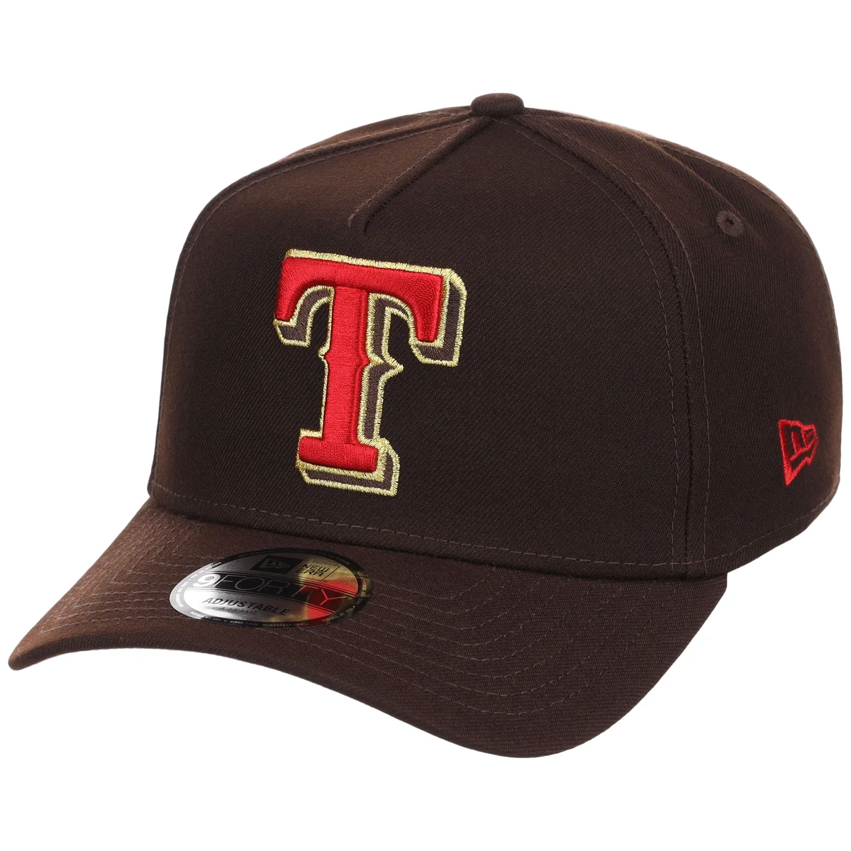 Texas Rangers MLB Burnt Wood FASHION CORE New Era 9FORTY A-Frame detail view