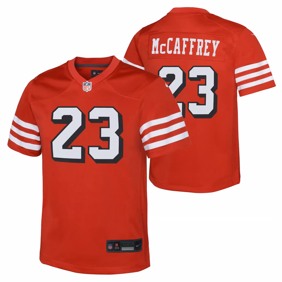 Christian McCaffrey #23 San Francisco 49ers Game NFL Jersey Alternate Red (YOUTH) view 1